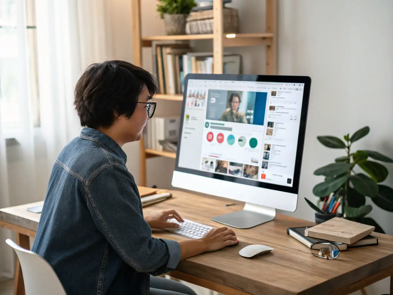 A social media manager is analyzing engagement metrics on a dashboard, illustrating the process of optimizing content and campaigns for maximum reach and impact on platforms like Instagram and Facebook.